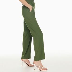Babaton Command Pant Mid-Rise Full Length Trousers Mossy Green Shade Size 12
